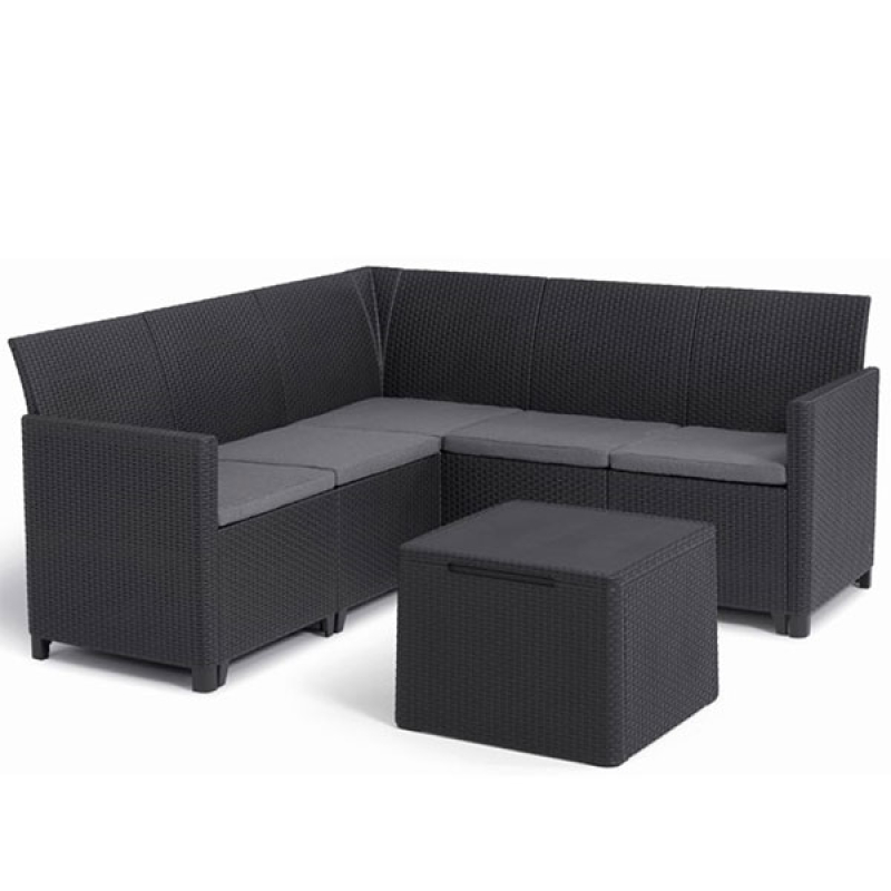 Baštenski set ugaoni Marie 5 seater sa box stolom, grafit